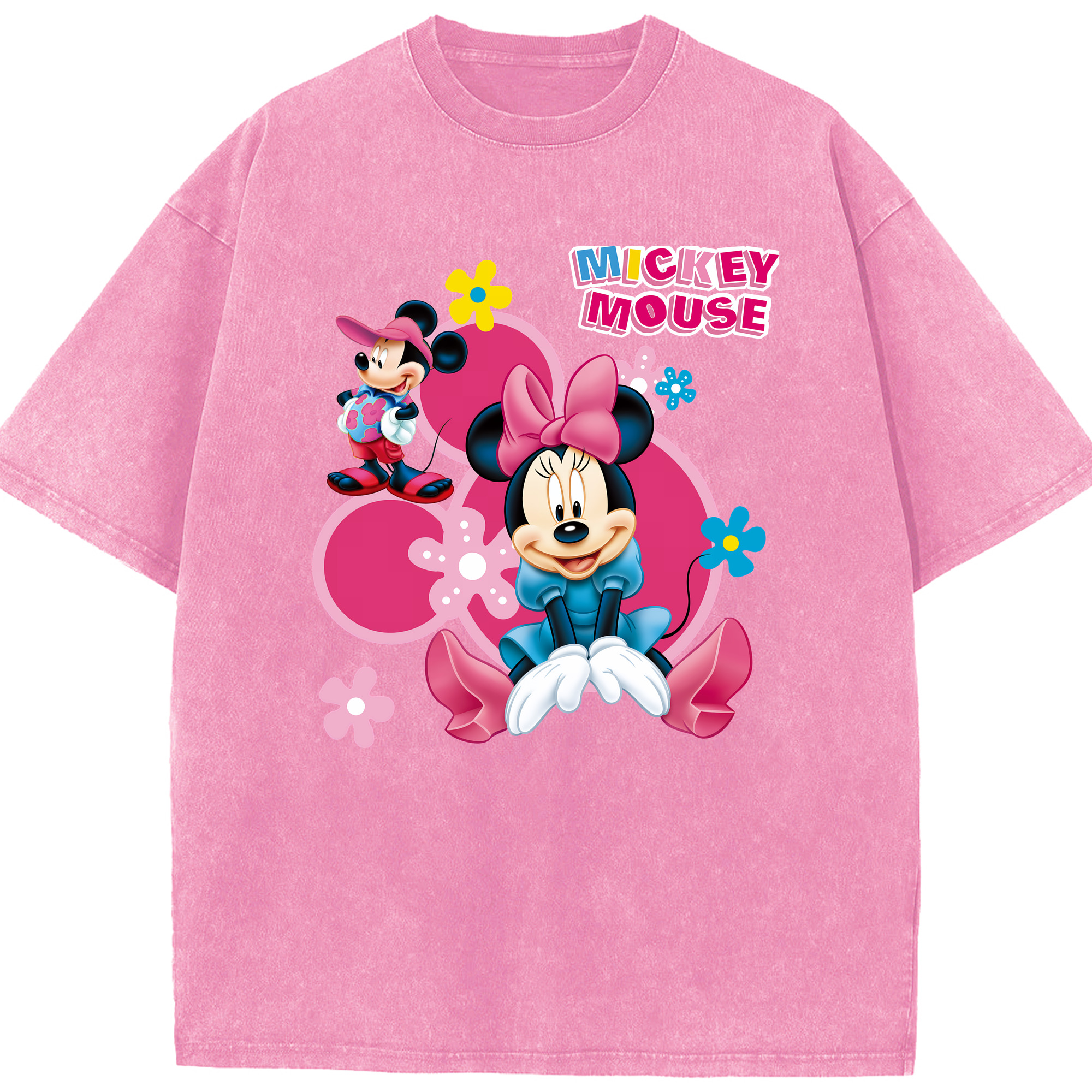 （画像用） ミッキーマウス Mickey Mouse 綿100% ヴィンテージ風 半袖Tシャツ（フロントプリント）